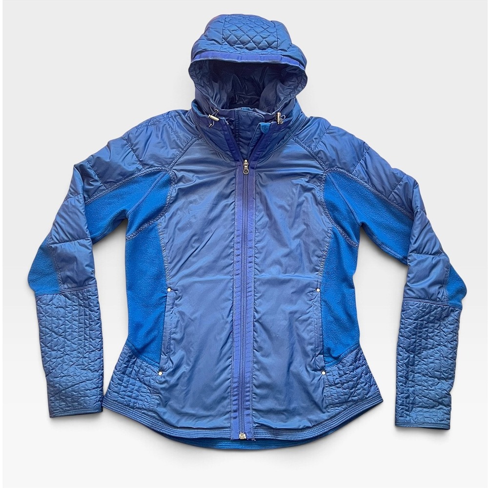 Lululemon Fluff Off Jacket Blue Down Quilted Hybrid Hooded Vest Layer Womens 10
